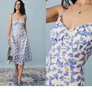 RIHOAS Blue and White Floral Dress